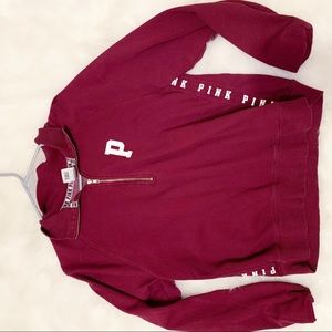 Pink Quarter Zip Pullover Sweatshirt